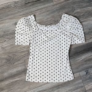 Polka Dot Puff Sleeve Blouse